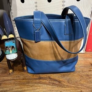 Vibtage Coach Classic rugby stripe tote
